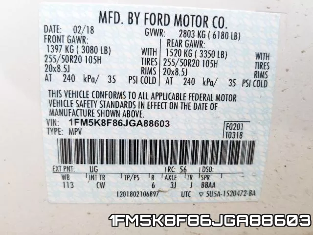 1FM5K8F86JGA88603 фото 2