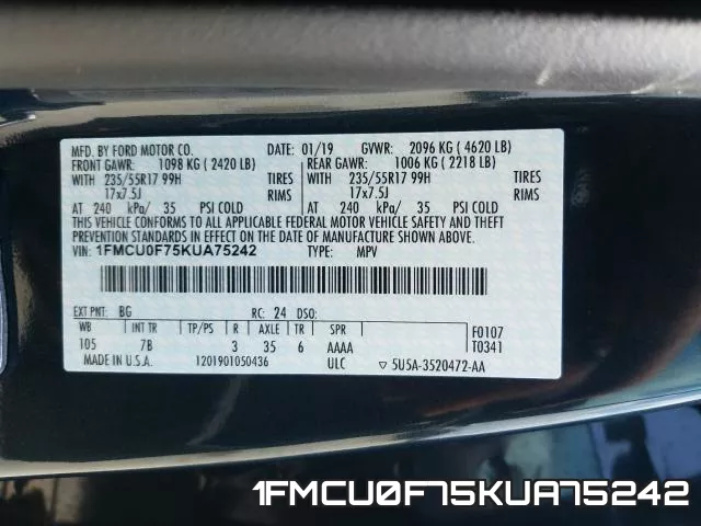 1FMCU0F75KUA75242 фото 2