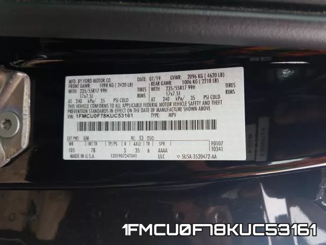 1FMCU0F78KUC53161 фото 2