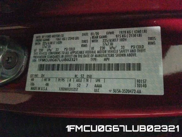 1FMCU0G67LUB02321 фото 2