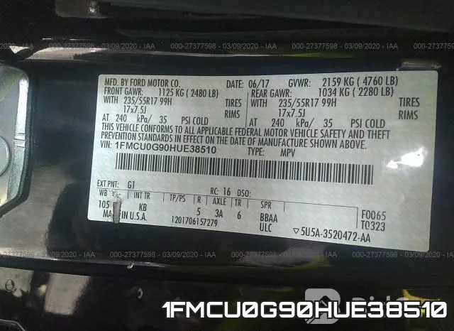 1FMCU0G90HUE38510 фото 10