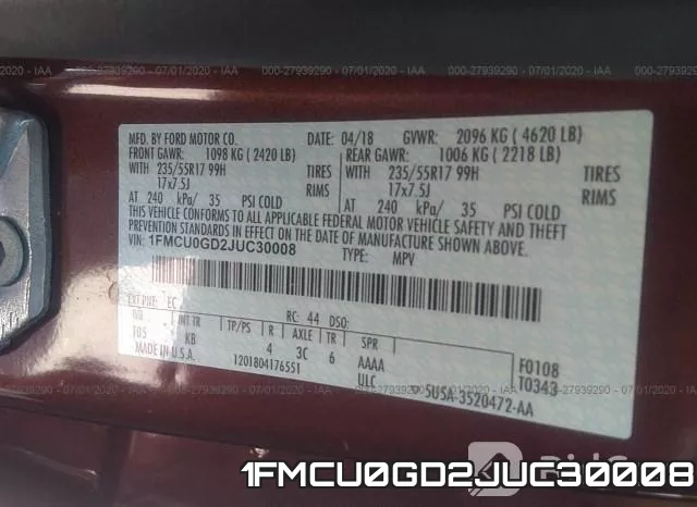 1FMCU0GD2JUC30008 фото 10
