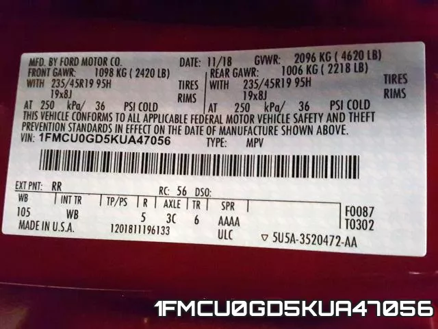 1FMCU0GD5KUA47056 фото 2