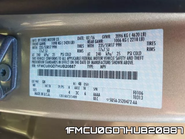1FMCU0GD7HUB20887 фото 2