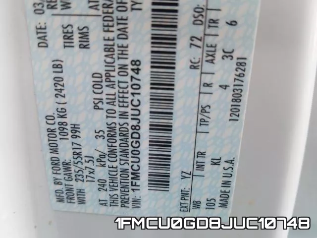 1FMCU0GD8JUC10748 фото 2