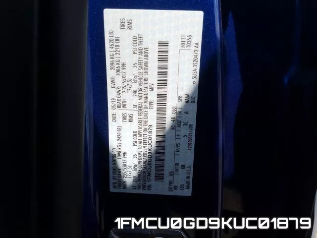 1FMCU0GD9KUC01879 фото 2