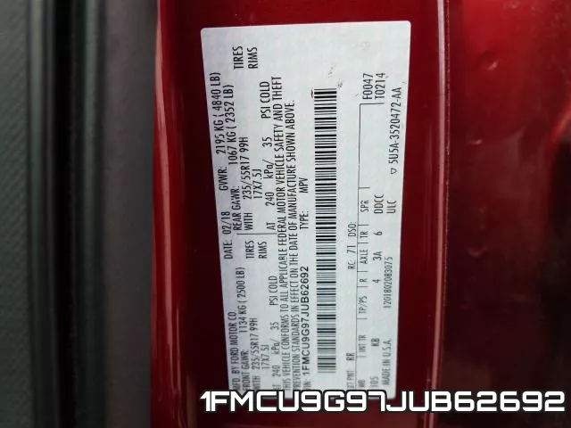 1FMCU9G97JUB62692 фото 2