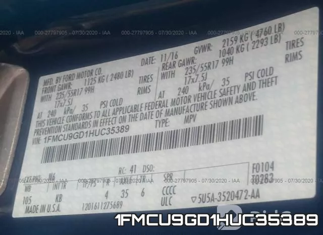 1FMCU9GD1HUC35389 фото 10