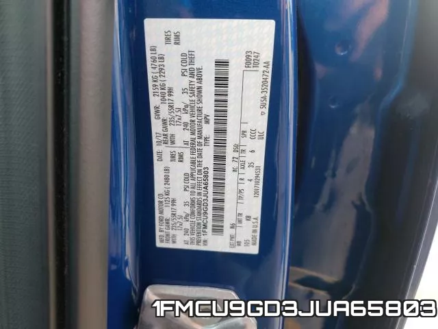 1FMCU9GD3JUA65803 фото 2