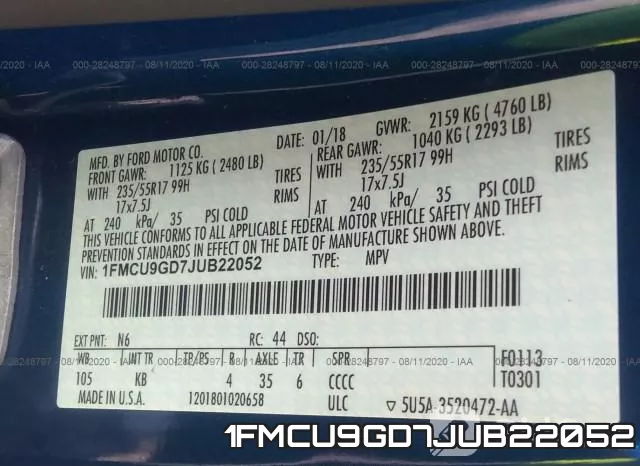 1FMCU9GD7JUB22052 фото 10