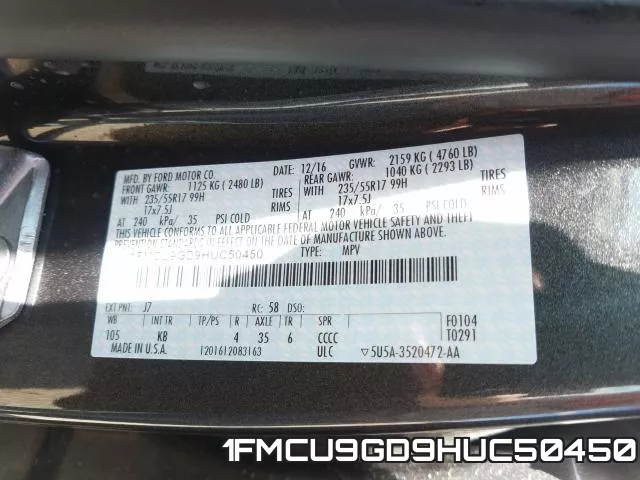 1FMCU9GD9HUC50450 фото 2