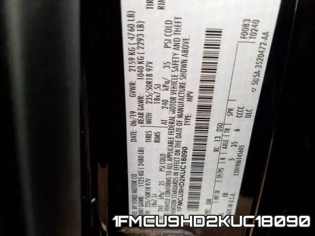 1FMCU9HD2KUC18090 фото 2