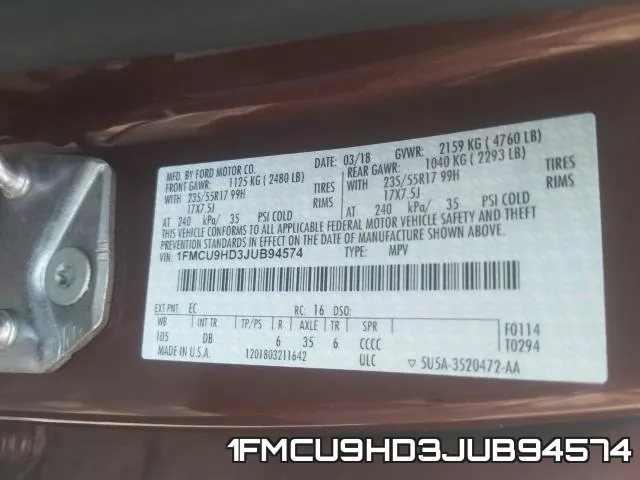 1FMCU9HD3JUB94574 фото 2