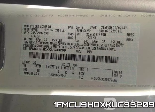 1FMCU9HDXKUC33209 фото 10