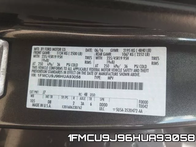 1FMCU9J96HUA93058 фото 2