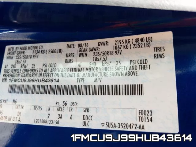 1FMCU9J99HUB43614 фото 2
