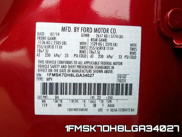 1FMSK7DH8LGA34027 фото 2