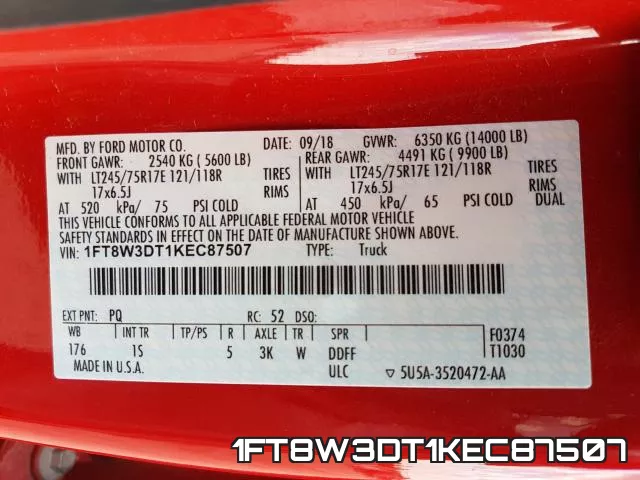1FT8W3DT1KEC87507 фото 2