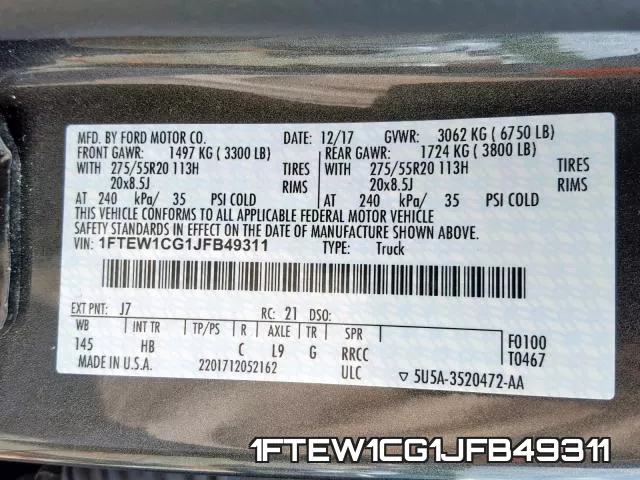 1FTEW1CG1JFB49311 фото 2