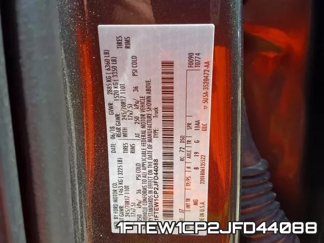 1FTEW1CP2JFD44088 фото 2