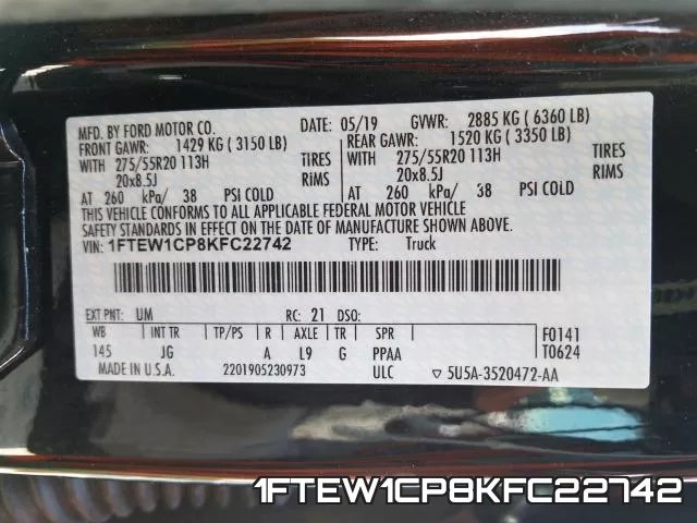 1FTEW1CP8KFC22742 фото 2