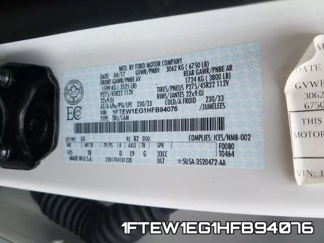 1FTEW1EG1HFB94076 фото 2
