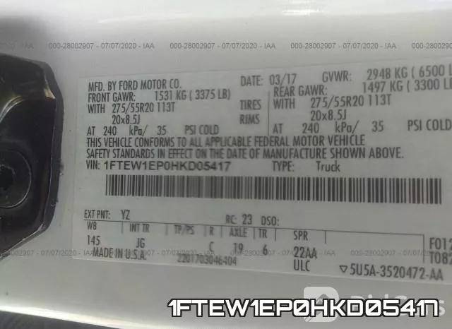 1FTEW1EP0HKD05417 фото 10