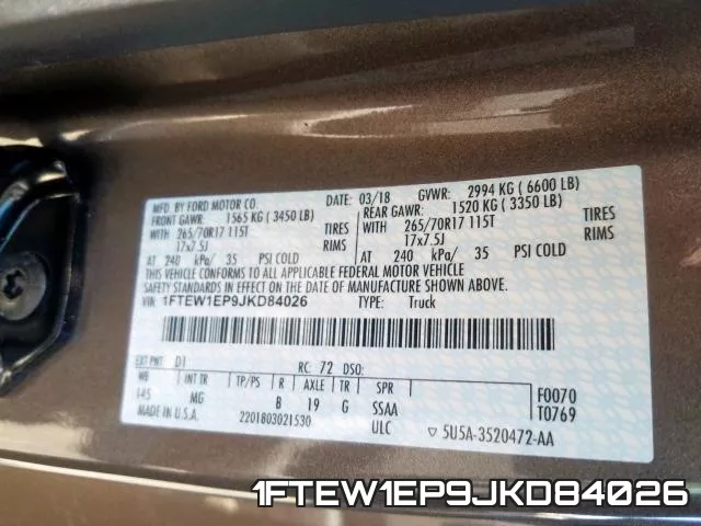 1FTEW1EP9JKD84026 фото 2