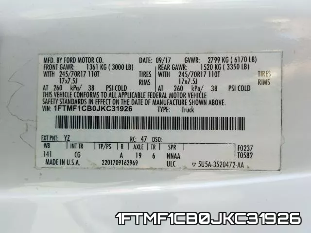 1FTMF1CB0JKC31926 фото 2