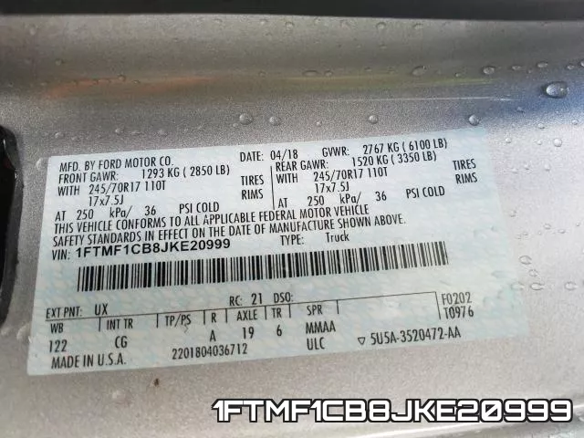 1FTMF1CB8JKE20999 фото 2
