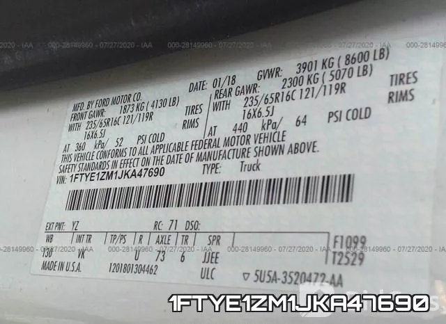 1FTYE1ZM1JKA47690 фото 10