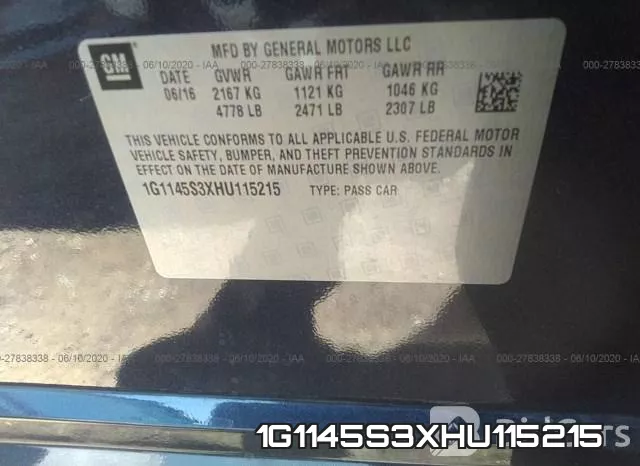 1G1145S3XHU115215 фото 10