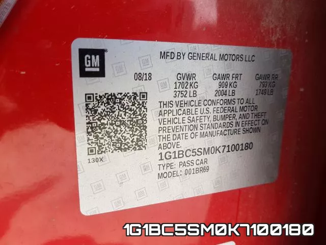 1G1BC5SM0K7100180 фото 2