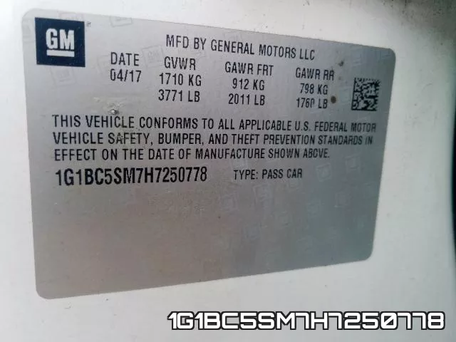 1G1BC5SM7H7250778 фото 2