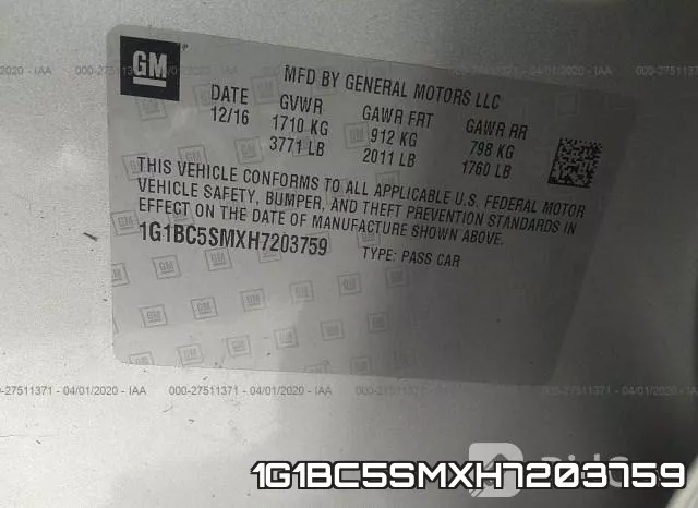 1G1BC5SMXH7203759 фото 10