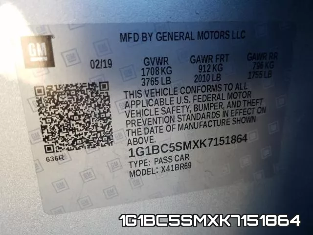 1G1BC5SMXK7151864 фото 2