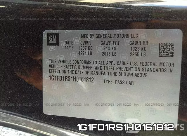 1G1FD1RS1H0161812 фото 10