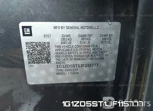 1G1ZD5ST1JF115777 фото 10