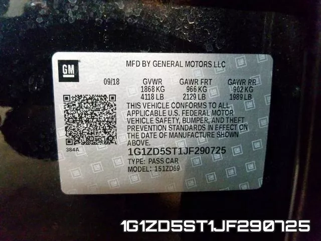 1G1ZD5ST1JF290725 фото 2