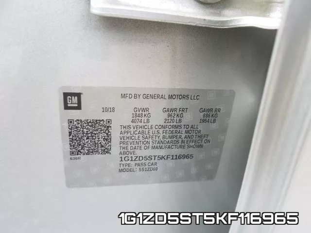 1G1ZD5ST5KF116965 фото 2