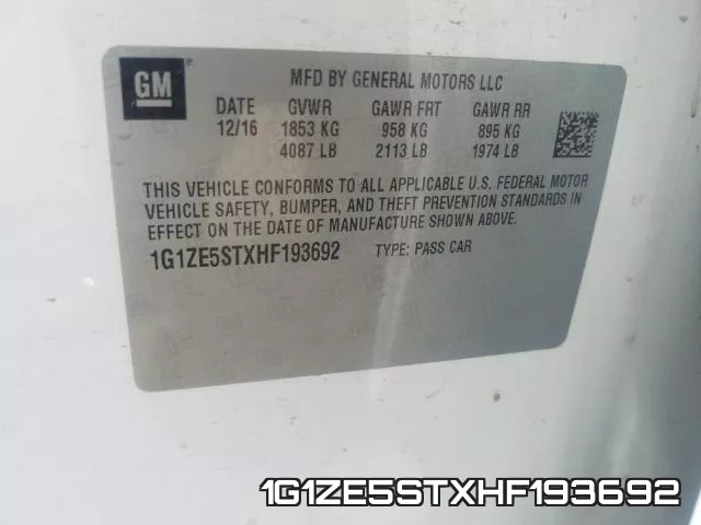 1G1ZE5STXHF193692 фото 2