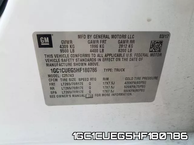 1GC1CUEG5HF180786 фото 2