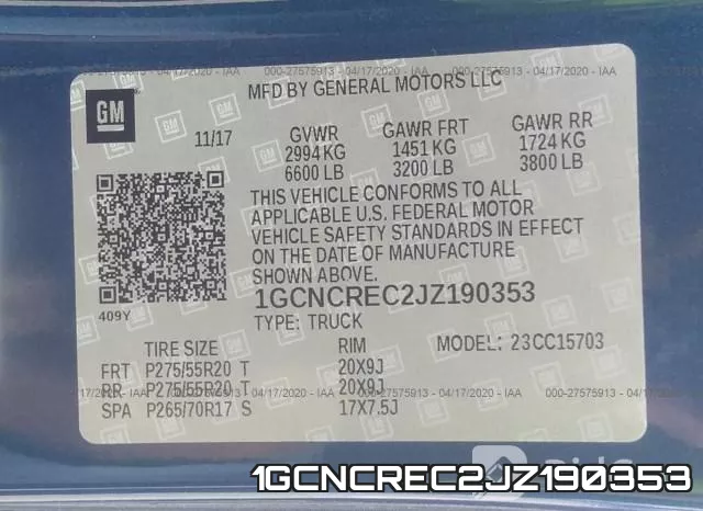 1GCNCREC2JZ190353 фото 10
