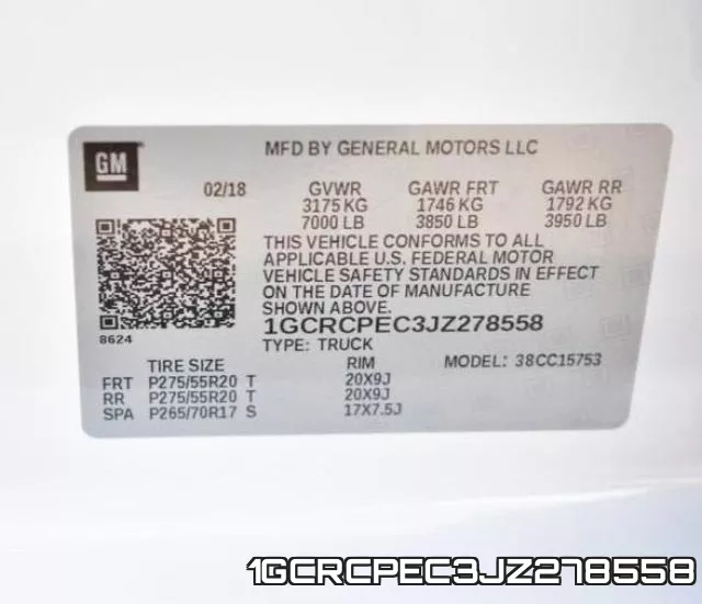1GCRCPEC3JZ278558 фото 2