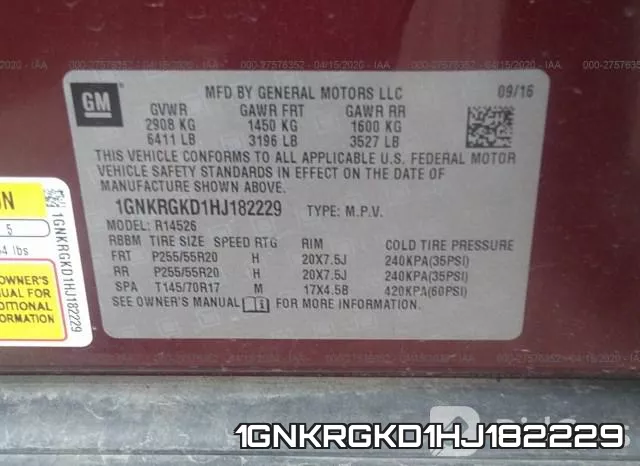 1GNKRGKD1HJ182229 фото 10