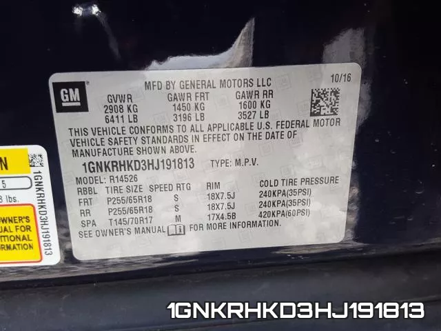 1GNKRHKD3HJ191813 фото 2