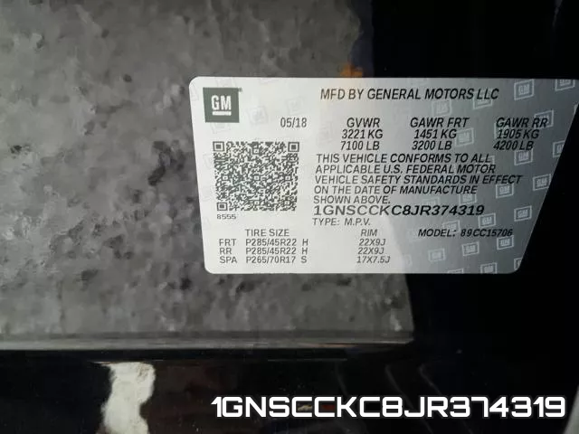 1GNSCCKC8JR374319 фото 2