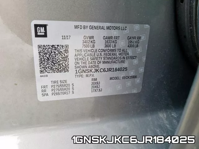 1GNSKJKC6JR184025 фото 2