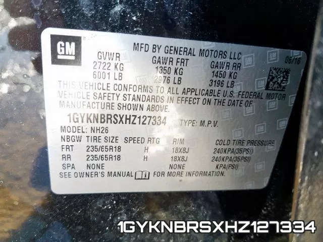 1GYKNBRSXHZ127334 фото 2