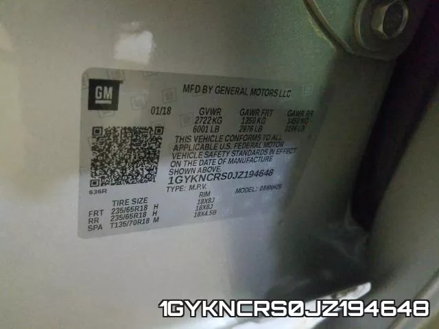 1GYKNCRS0JZ194648 фото 2